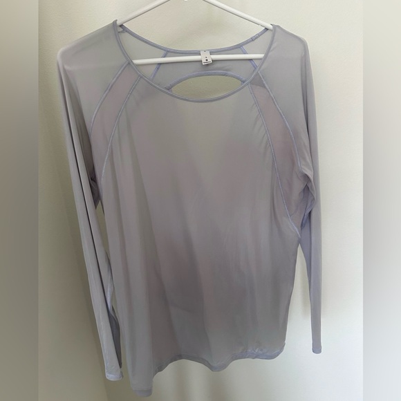 Lululemon If You’re Lucky Long Sleeve Tee Size 4 Pale Purple Mesh Open Back - Picture 4 of 6